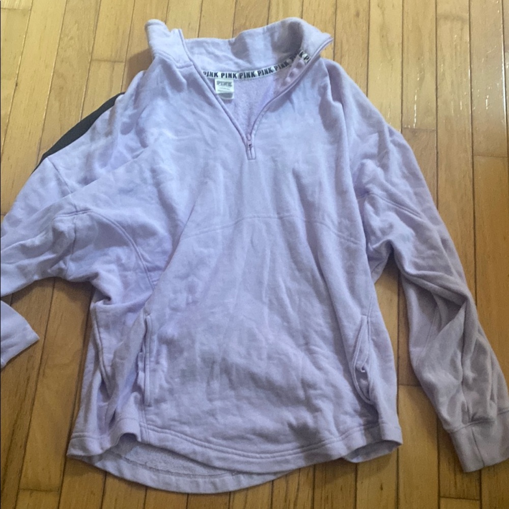 PINK Victoria's Secret Light Purple Quarter-Zip Sweater